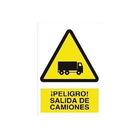 SEÑAL POLIESTIRENO 420X297MM. ¡PELIGRO! SALIDA DE CAMIONES