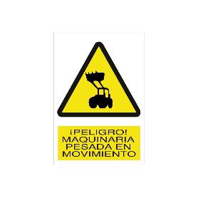SEÑAL POLIESTIRENO 210X148MM. ¡PELIGRO! MAQUINARIA PESADA EN MOVIMIENTO