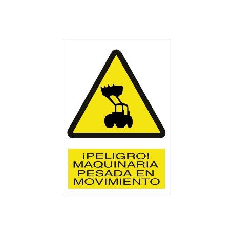 SEÑAL POLIESTIRENO 210X148MM. ¡PELIGRO! MAQUINARIA PESADA EN MOVIMIENTO