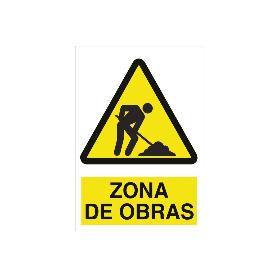SEÑAL POLIESTIRENO 297X210 MM. ZONA DE OBRAS