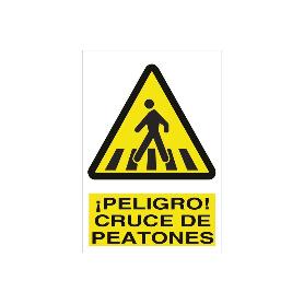 SEÑAL POLIESTIRENO 297X210MM. PELIGRO CRUCE DE PEATONES
