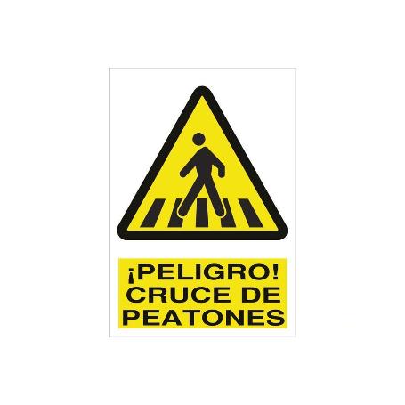 SEÑAL POLIESTIRENO 420X297MM. PELIGRO CRUCE DE PEATONES