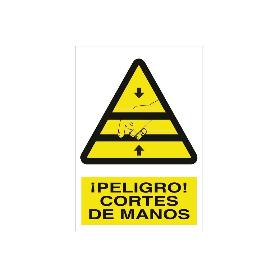 SEÑAL POLIESTIRENO 297X210MM. ¡PELIGRO! CORTES DE MANOS