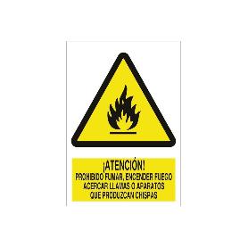 SEÑAL POLIESTIRENO 297X210MM. ATENCIÓN, NO ENCENDER FUEGO, LLAMAS O CHISPAS