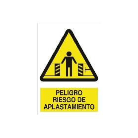 SEÑAL ADHESIVA 148 X105 MM RIESGO DE APLASTAMIENTO. EL DISEÑO DE LA SEÑAL PUEDE VARIAR, PERO EN NINGÚN CASO SE VARI