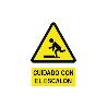 SEÑAL ADHESIVA 148X105 MM. CUIDADO ESCALÓN