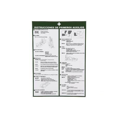 SEÑAL POLIESTIRENO 420X297MM. INSTRUCCIONES PRIMEROS AUXILIOS