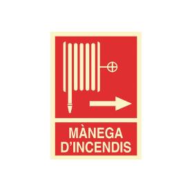SEÑAL LUMINISCENTE 297X210MM. MÀNEGA DINCENDIS DRETA