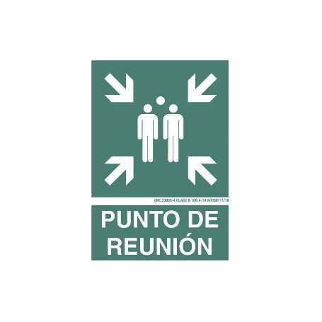 SEÑAL LUMINISCENTE 297X210MM. PUNTO DE REUNIÓN PICTOGRAMA + TEXTO
