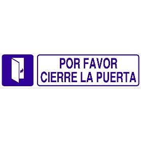 SEÑAL GLASSPACK ADHESIVA 250X62MM. POR FAVOR, CIERRE LA PUERTA