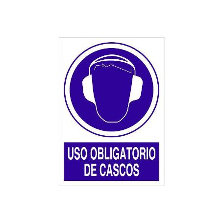 SEÑAL POLIESTIRENO  420X297MM. USO OBLIGATORIO DE CASCOS