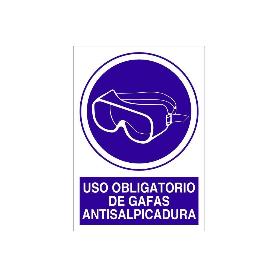 SEÑAL POLIESTIRENO  297X210MM. USO OBLIGATORIO DE GAFAS ANTISALPICADURA