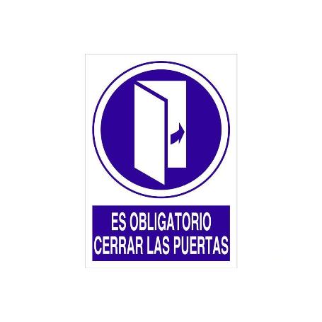 SEÑAL POLIESTIRENO  210X148MM. ES OBLIGATORIO CERRAR LAS PUERTAS