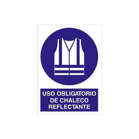SEÑAL POLIESTIRENO 420X297MM USO OBLIGATORIO DE CHALECO REFLECTANTE