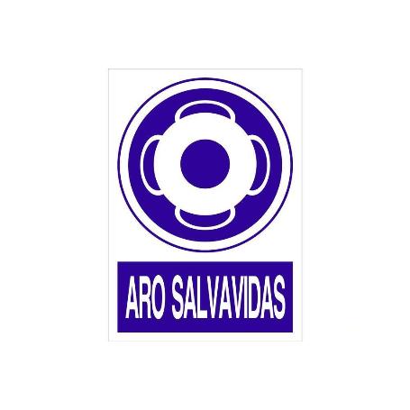 SEÑAL POLIESTIRENO 210X148MM ARO SALVAVIDAS | SEÑAL DE OBLIGACIÓN | TEXTO + PICTOGRAMA | MATERIAL: POLIPROPILENO