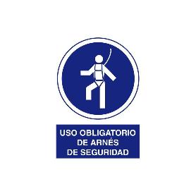 SEÑAL POLIESTIRENO 420X297 MM SEÑAL USO OBLIGATORIO DE ARNÉS DE SEGURIDAD CON TEXTO