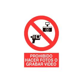 SEÑAL POLIESTIRENO 297X210MM PROHIBIDO FOTOS Y VIDEO