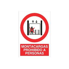 SEÑAL POLIESTIRENO 297X210 MM. MONTACARGAS PROHIBIDO A PERSONAS