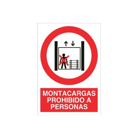 SEÑAL POLIESTIRENO 297X210 MM. MONTACARGAS PROHIBIDO A PERSONAS
