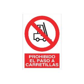 SEÑAL POLIESTIRENO 210X148MM PROHIBIDO EL PASO A CARRETILLAS