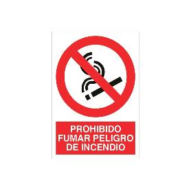 SEÑAL POLIESTIRENO 297X210 MM. PROHIBIDO FUMAR PELIGRO DE INCENDIO