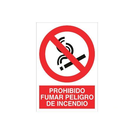 SEÑAL POLIESTIRENO 420X297MM. PROHIBIDO FUMAR PELIGRO DE INCENDIO