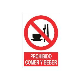 SEÑAL ADHESIVA 297X210MM. PROHIBIDO COMER Y BEBER. EL DISEÑO DE LA SEÑAL PUEDE VARIAR, PERO EN NINGÚN CASO SE VARIA
