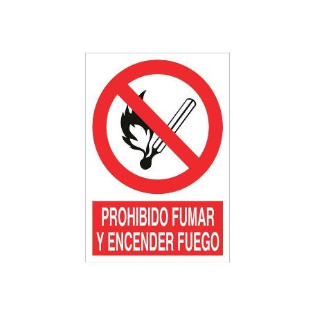 SEÑAL POLIESTIRENO 297X210MM. PROHIBIDO FUMAR Y ENCENDER FUEGO