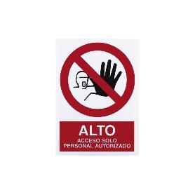 SEÑAL ADHESIVA 297X210MM ALTO ACCESO SOLO PERSONAL AUTORIZADO. EL DISEÑO DE LA SEÑAL PUEDE VARIAR, PERO EN NINGÚN C