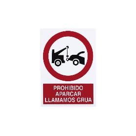 SEÑAL POLIESTIRENO 297X210MM PROHIBIDO APARCAR AVISAMOS GRÚA. EL DISEÑO DE LA SEÑAL PUEDE VARIAR, PERO EN NINGÚN CA