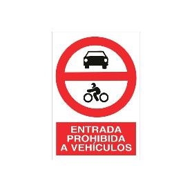 SEÑAL POLIESTIRENO 297X210MM PROHIBIDO ENTRADA A VEHÍCULOS. EL DISEÑO DE LA SEÑAL PUEDE VARIAR, PERO EN NINGÚN CASO