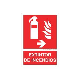 SEÑAL LUMINISCENTE 210X148MM. EXTINTOR DE INCENDIOS PICTOGRAMA + TEXTO