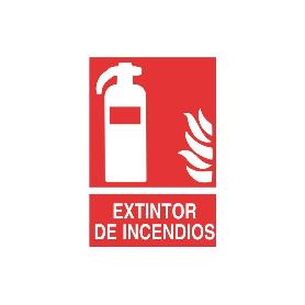 SEÑAL ADHESIVA 210X148MM. EXTINTOR DE INCENDIOS PICTOGRAMA + TEXTO