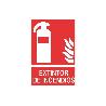 SEÑAL ADHESIVA 210X148MM. EXTINTOR DE INCENDIOS PICTOGRAMA + TEXTO
