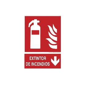 SEÑAL LUMINISCENTE 210X148MM. EXTINTOR DE INCENDIOS PICTOGRAMA + TEXTO