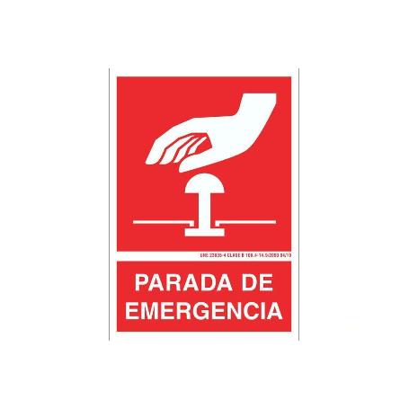 SEÑAL LUMINISCENTE 420X297MM. PARADA DE EMERGENCIA PICTOGRAMA + TEXTO