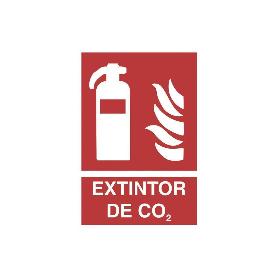 SEÑAL LUMINISCENTE 297X210MM. EXTINTOR CO2. EL DISEÑO DE LA SEÑAL PUEDE VARIAR, PERO EN NINGÚN CASO SE VARIARÁ EL S
