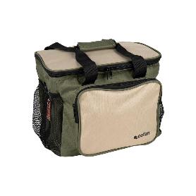 NEVERA TEXTIL PORTÁTIL MULTIBOLSILLOS COLOR VERDE/BEIGE 20 L