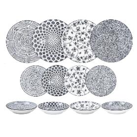 VAJILLA PORCELANA 12PZS ARMONIA NEGRO