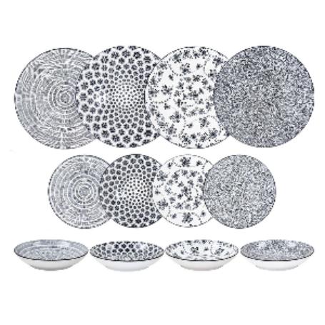 VAJILLA PORCELANA 12PZS ARMONIA NEGRO