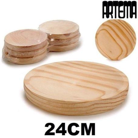 24 CMS PLATO DE MADERA PARA PULPO A FEIRA ARTEMA - PAQUETE 6 UNIDADES