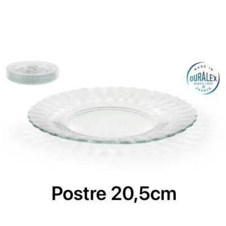 20,5 CMS DURALEX PLATO POSTRE PARIS CRISTAL TRANSPARENTE VINTAGE - PAQUETE 6 UNIDADES