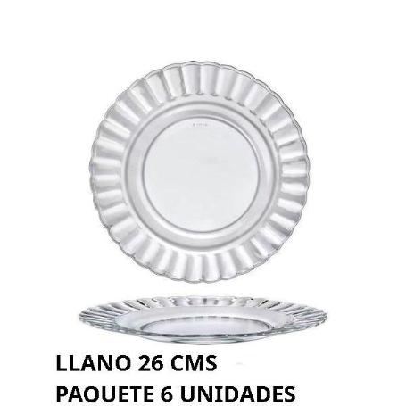 26 CMS DURALEX PLATO PARIS LLANO CRISTAL VINTAGE TRANSPARENTE - PAQUETE 6 UNIDADES