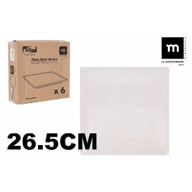 26,5X26,5 CMS ELITE IVORY PLATO CUADRADO LLANO PORCELANA ECONOMICO LAMEDITERRANEA