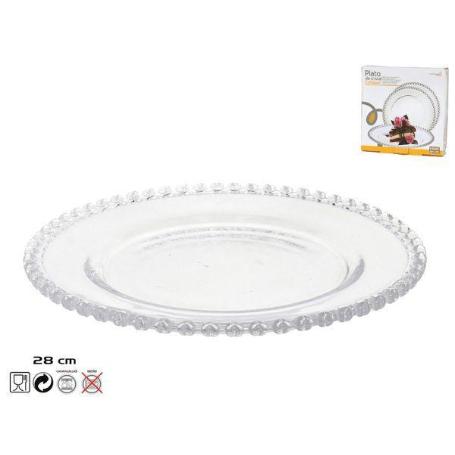 28 CMS PLATO REDONDO PRESENTACION PARA TARTAS CRISTAL TRANSPARENTE MODELO CORAZON