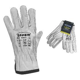 GUANTE SIFER PIEL FLOR VACUNO 1ª GRIS RIVETE T-7 BABIECA (CAJA 12 UNIDADES)