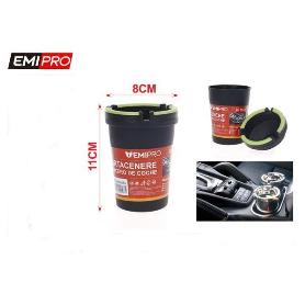 CENICERO PARA COCHE NEGRO CON TAPA FLUORESCENTE 8X11 CMS EMIPRO
