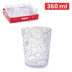 VASO  PARA EXTERIOR Y PISCINAS IMITACION CRISTAL 360 ML POLIESTIERNO TRANSPARENTE MODELO HEXA
