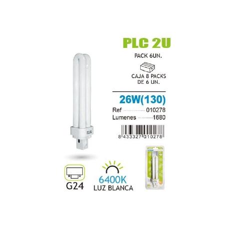 26W LAMPARA BOMIBLLA BAJO CONSUMO PLC 2PIN 6400K LUZ FRIA OSSUM