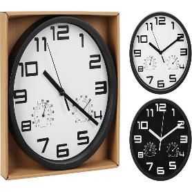 RELOJ TERMOMETRO HUMEDAD NEGRO 25 CM SURTIDO